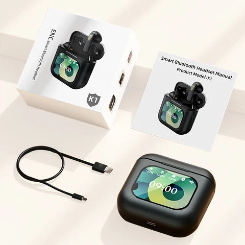 K1 dokunmatik ekranlı ANC ENC kulak içi mikrofonlu 5,3v bluetooth kulaklık - B3K