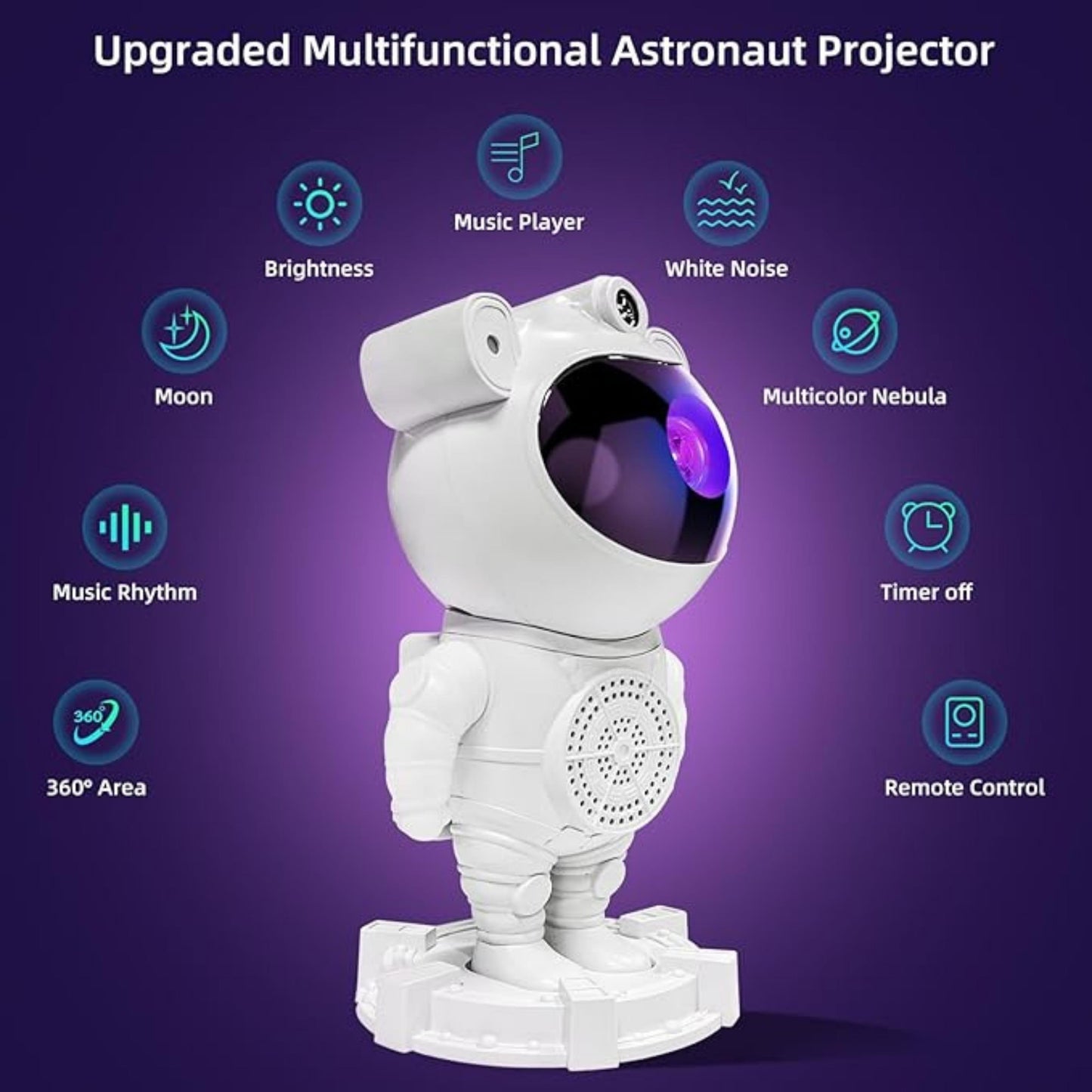 Astronaut Bluetooth Speaker | Skylight Projector, Remote Control, 360° Rotating Night Light - H2P