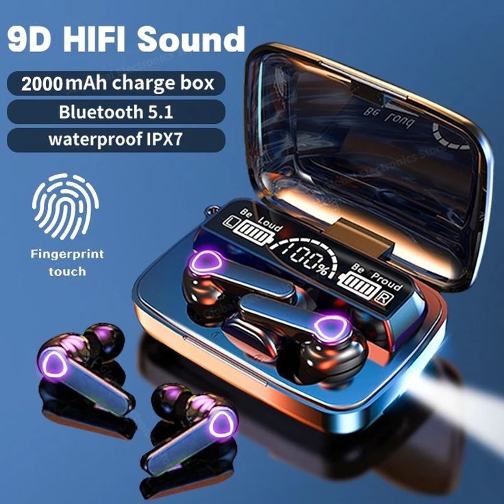 M19 mikrofonlu led göstergeli dokunmatik fenerli kulak içi powerbank özellikli bluetooth kulaklık