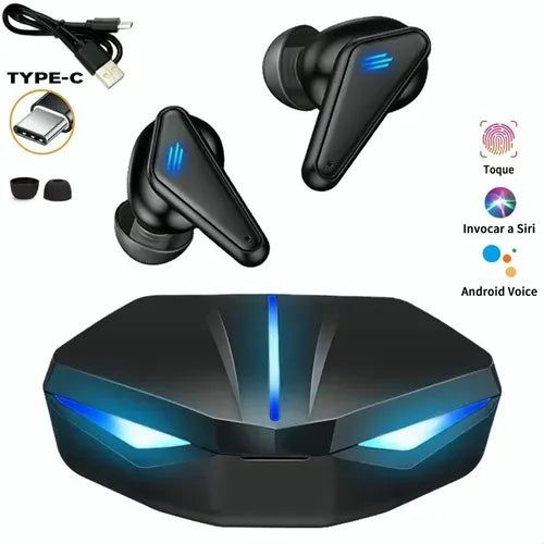 K55 مشغل داخل الأذن مع ضوء LED وميكروفون يعمل باللمس 5.0 فولت سماعة بلوتوث