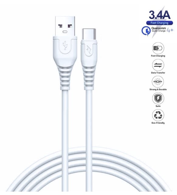 3 metre usb typec şarj ve veri aktarım kablosu
