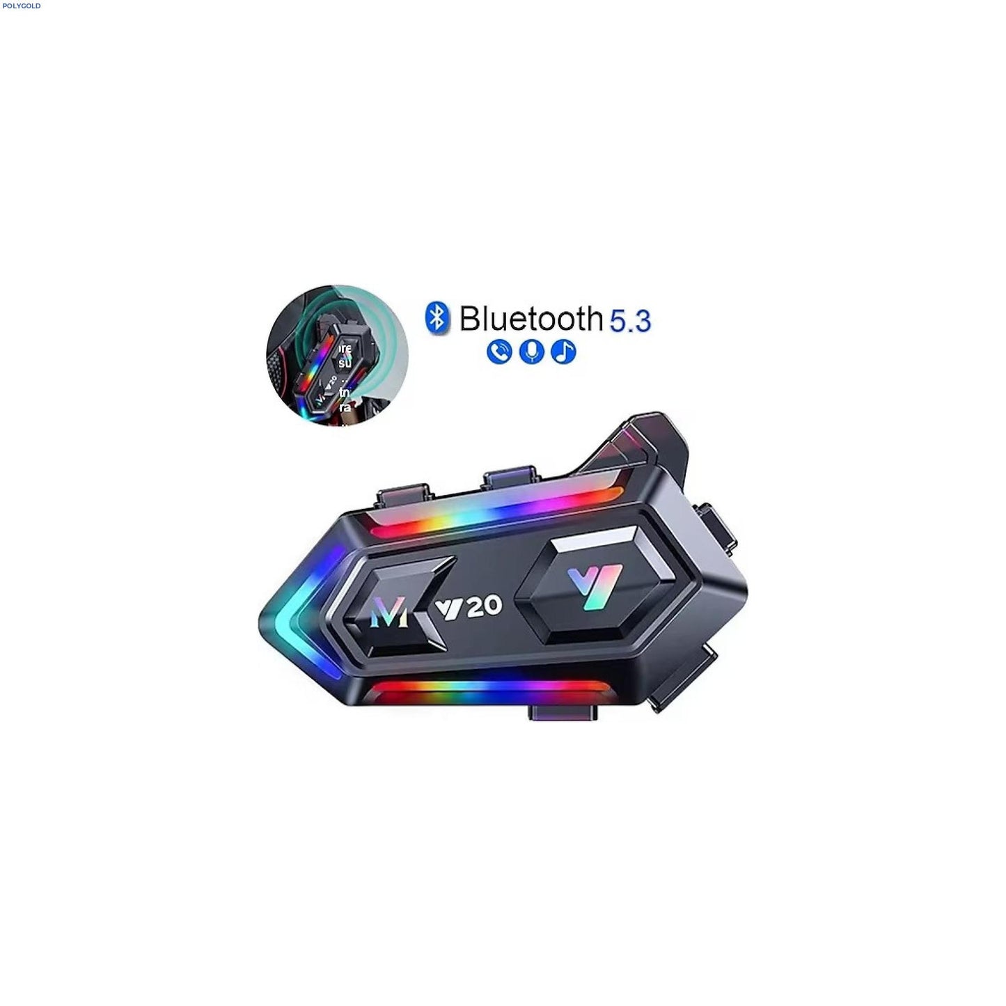 Y20 su geçirmez kask intercom 5.3v bluetoothlu stereo rgb ışıklı hd mikrofon ve müzik deneyimi - G5H