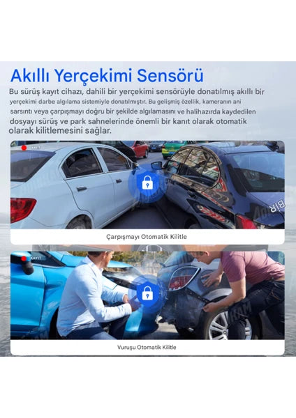 K17 ARAÇ İÇİ kamera EKRANLI 4K UHD ÖN-ARKA-İÇ KAMERA Gece Görüş, Çift Lens Dashcam Kayıt - G6R