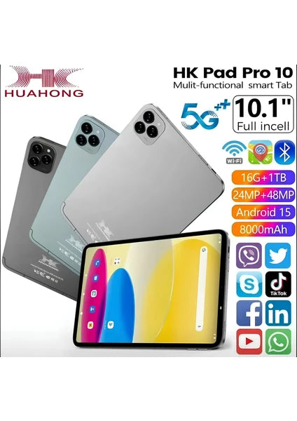 Orj. Hk pad pro 10 akıllı tablet android wifi bluetooth sim kart sosyal medya 10,1 inç 8000mah - G6C
