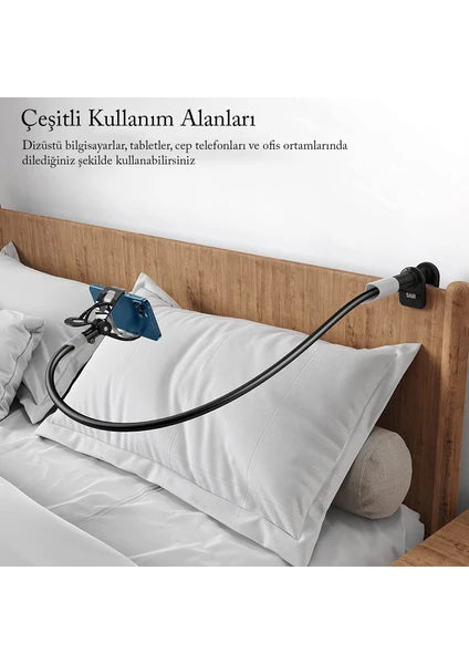 Akrobat spiral gövdeli oynar başlıklı esnek telefon tutucu