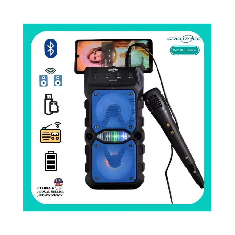 Dual speakers with microphone, light, FM radio, USB SD card, Bluetooth speaker GTS-1571 - H3H