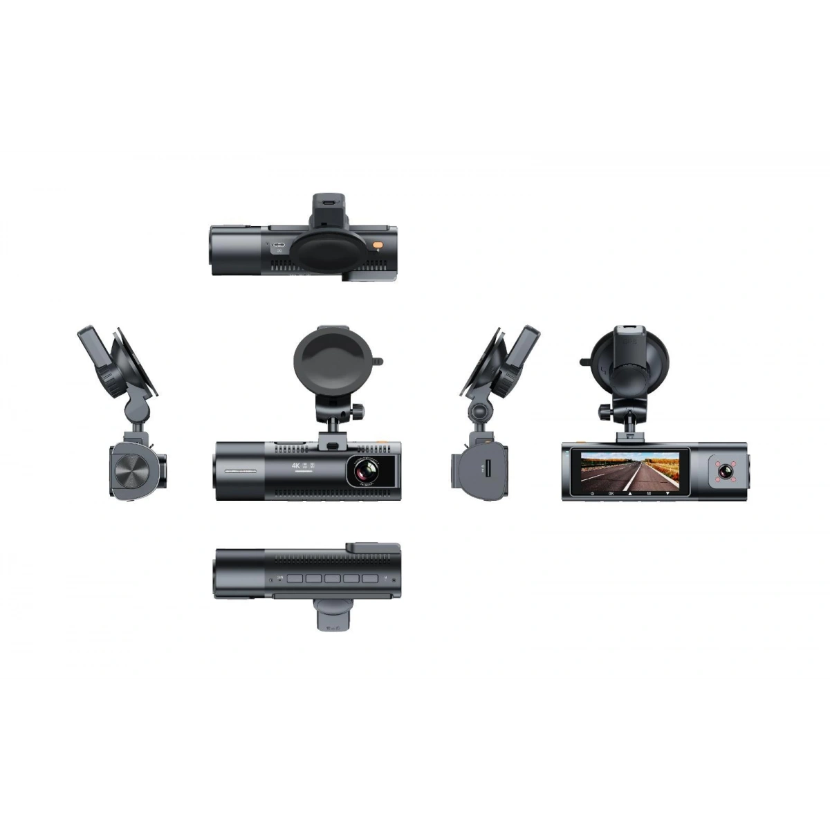 K17 ARAÇ İÇİ kamera EKRANLI 4K UHD ÖN-ARKA-İÇ KAMERA Gece Görüş, Çift Lens Dashcam Kayıt - G6R