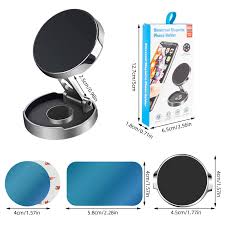 Magnetic foldable metal car phone holder | dashboard mountable, adjustable angle, compatible with all phones h500 - R1X