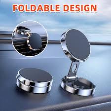 Magnetic foldable metal car phone holder | dashboard mountable, adjustable angle, compatible with all phones h500 - R1X