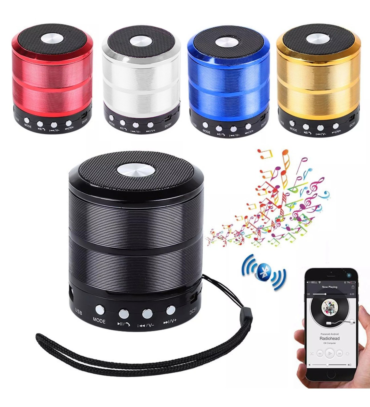 WS-887 Şarj Edilebilir Mini Bluetooth Hoparlör FM Radyo / TF Kart Girişli