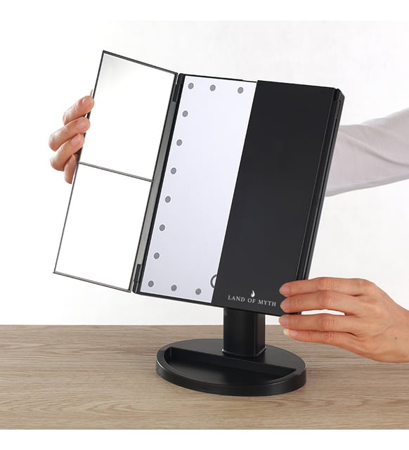 21 LED adjustable illuminated tabletop makeup mirror 1x 2x 3x magnifying touch screen - G3U