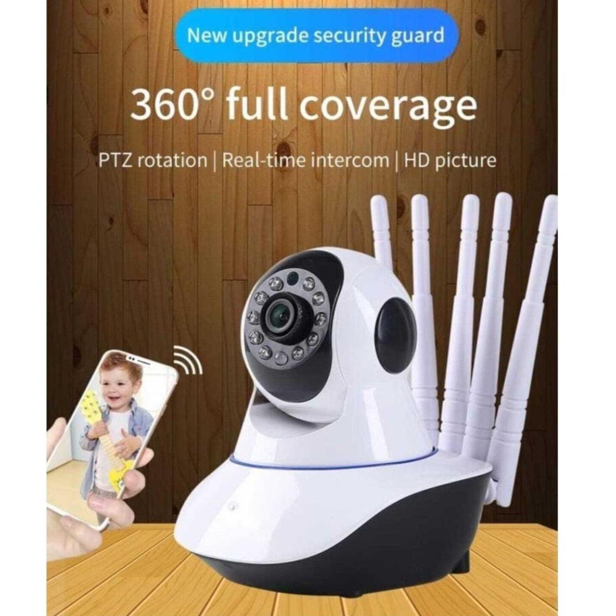 LF-Q6 5 antenli HD 360 derece döner wifi ip kamera - G5K