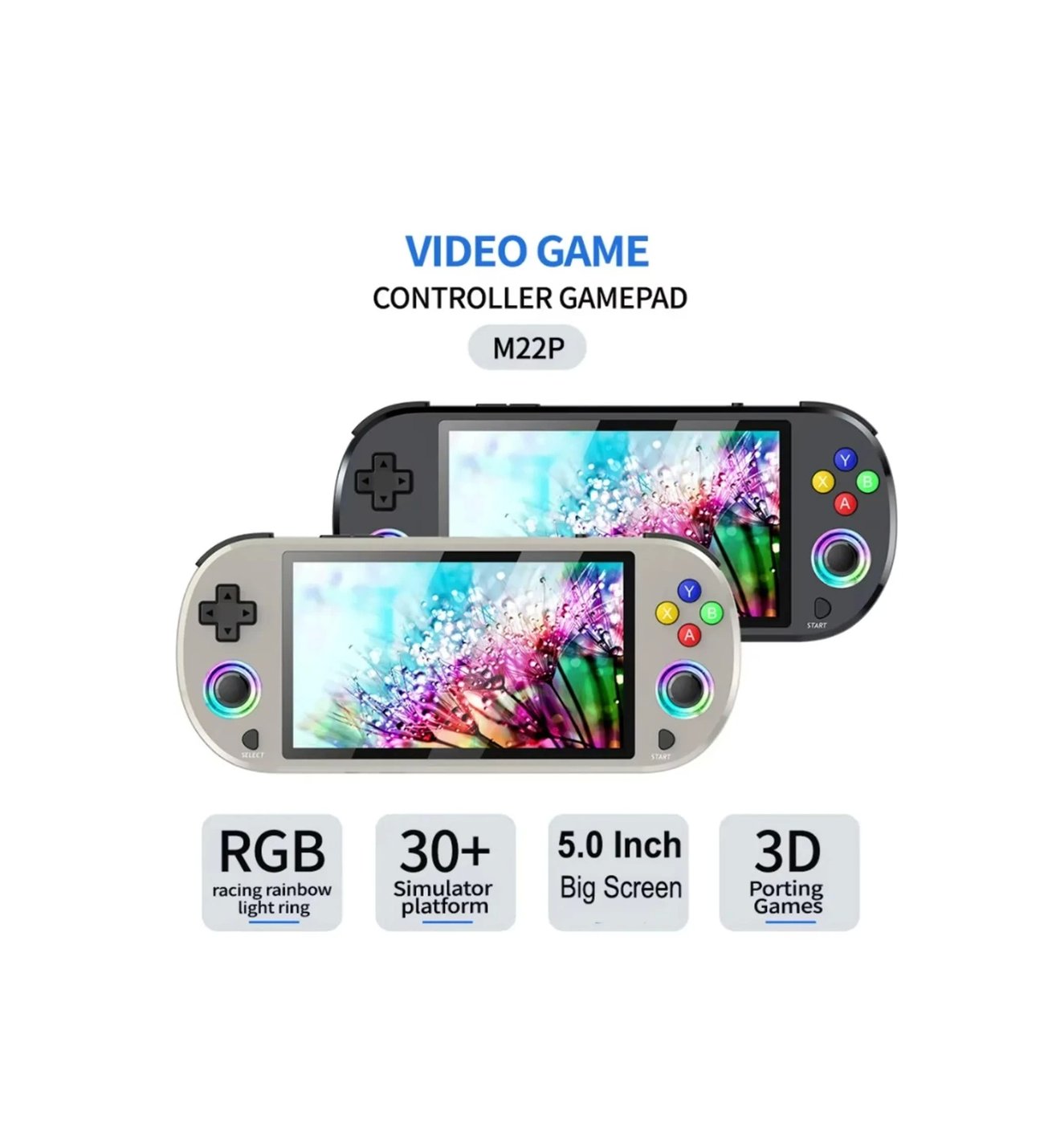 Sjgam M22 Pro Retro Oyun Konsolu 5.0 ''ıps Ekran Dahili 20000+ Oyun Emülatörleri Rgb LED Joystick - G6M