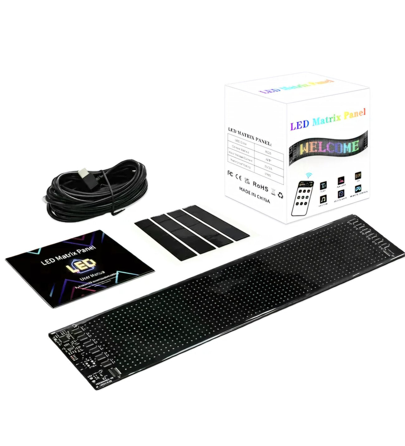 Led matrix panel dijital esnek ekran kumandalı uygulama kontrollü 16×64 pixel 9,2×37,4cm