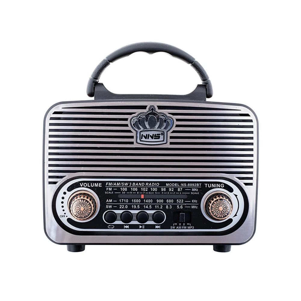 Nns ns-8092BT nostajli radyo retro wirless bluetooth hoparlör tws usb/tf destekli şarj edilebilir 18650 mah hoparlör - H3L