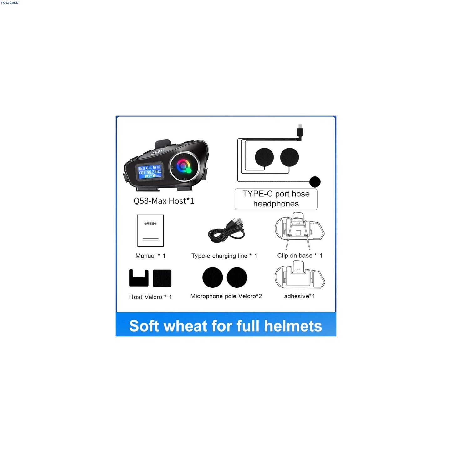 Q58 max fm radyo destekli suya dayanıklı gürültü azaltma özellikli intercom motorcu bluetooth kulaklık - G5İ