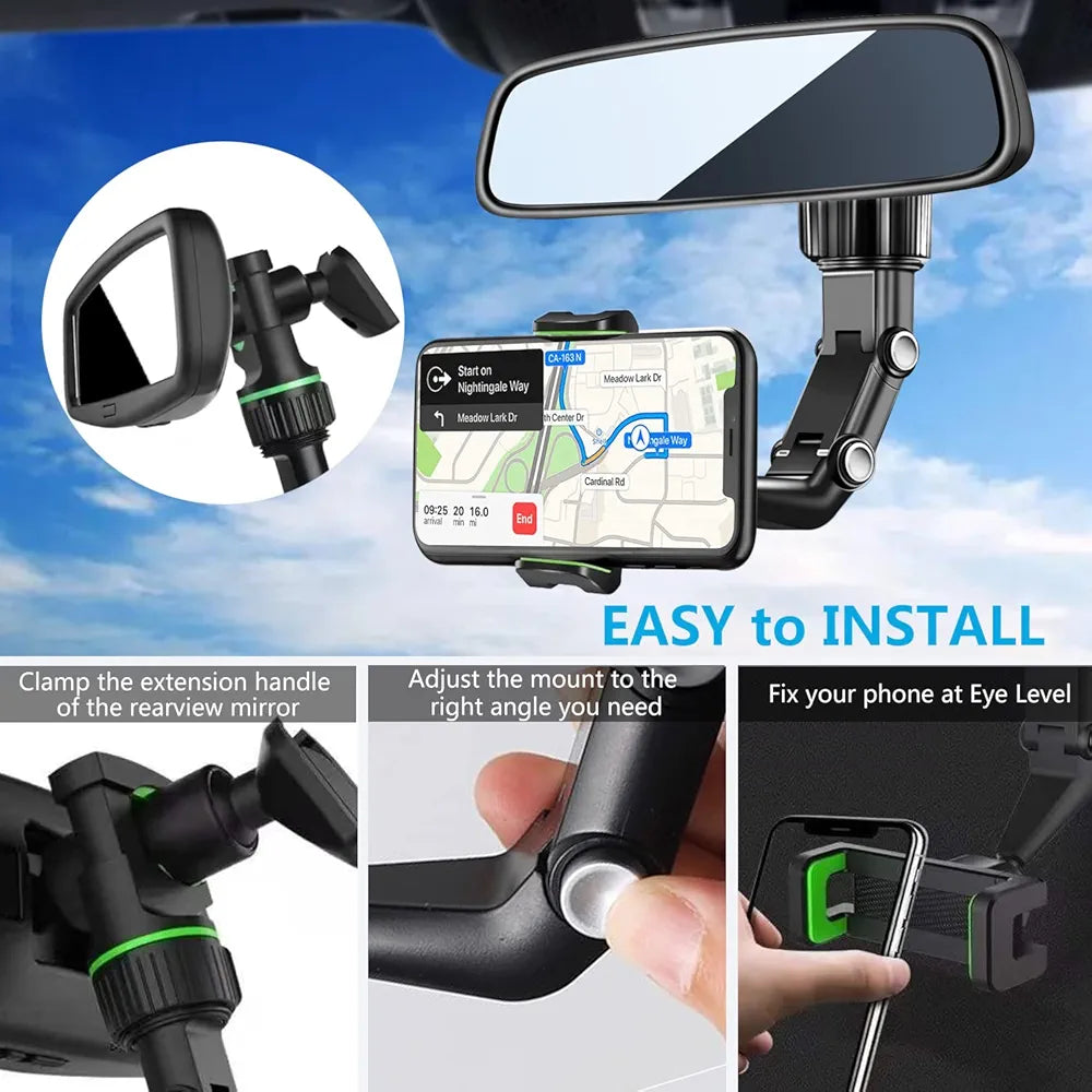 360 degree adjustable vacuum in-car phone holder mounted on the rearview mirror re-03 - R1B