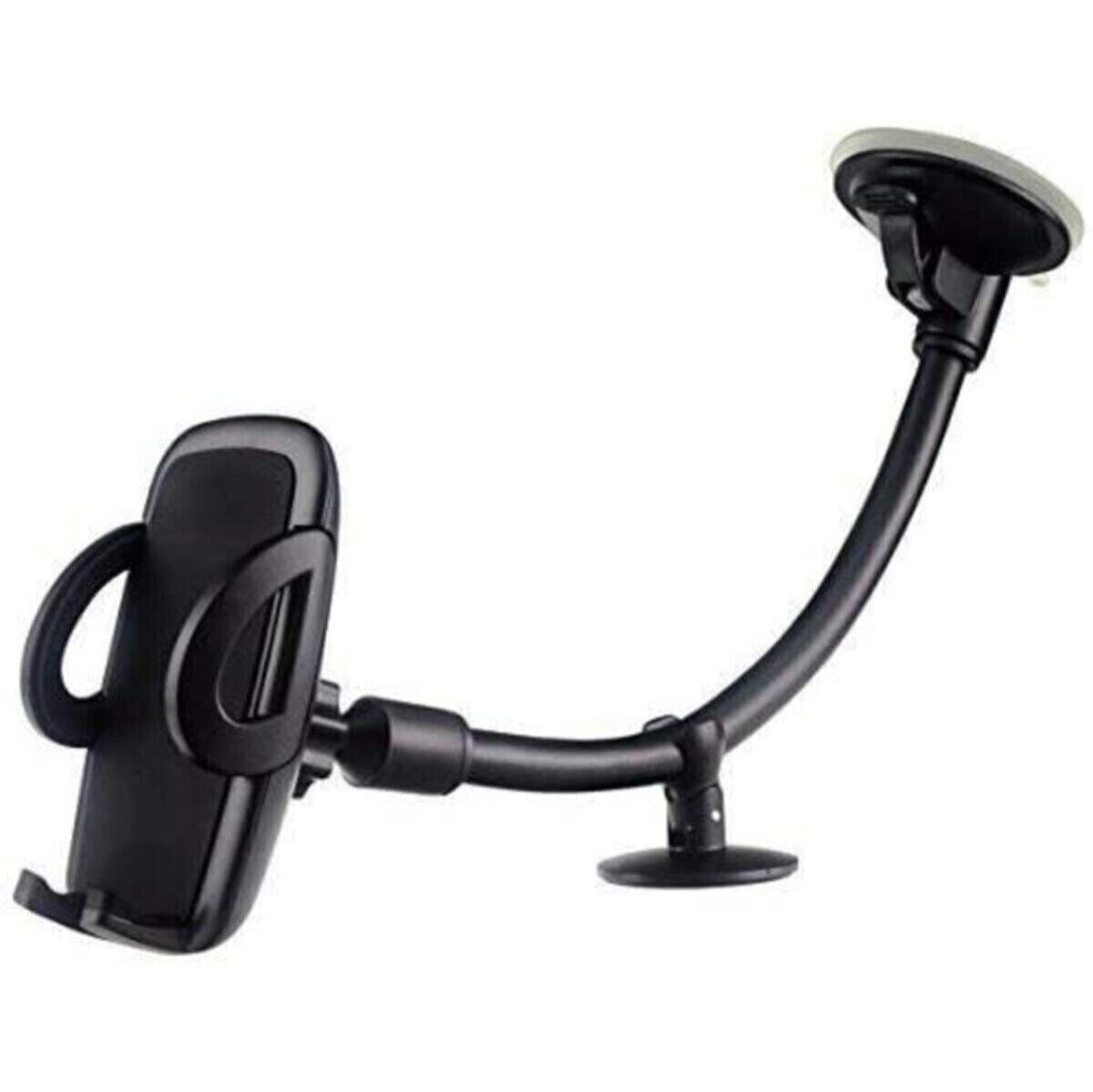 Elbow-supported, long spring-armed, suction cup, 360-degree adjustable vacuum in-car phone holder that can be attached to the dashboard and window - R2M
