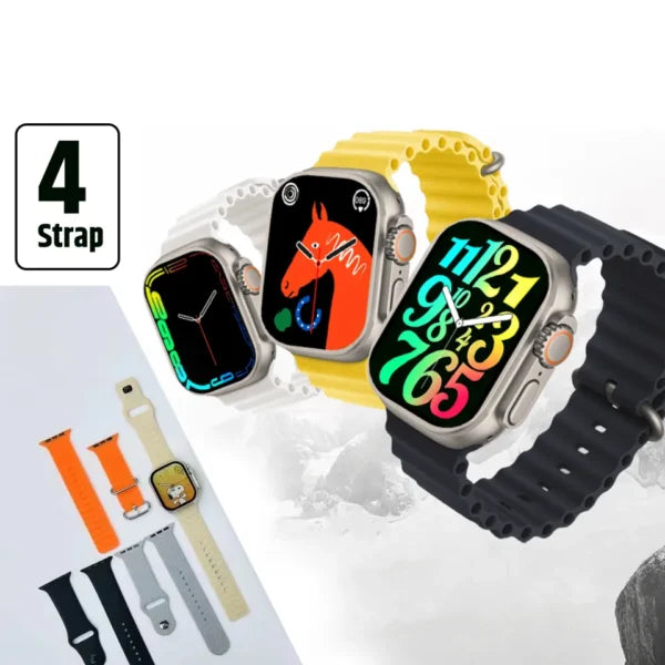 T20 Ultra 2 49mm Akıllı Saat – 4 Kordonlu, iOS & Android Uyumlu, Şık ve Fonksiyonel