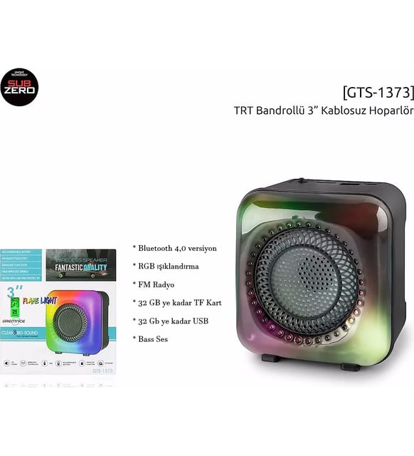 GTS 1373 Bluetooth Speaker | Wireless, Loud Karaoke and Party Speaker with RGB Light - H2O