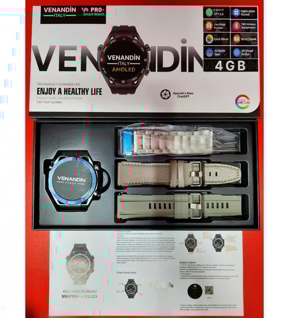 ساعة Venandin VN4 Pro+ الذكية مقاس 1.60 بوصة AMOLED - شاشة فائقة الوضوح، مكالمات بلوتوث، NFC، تتبع الرياضة والصحة