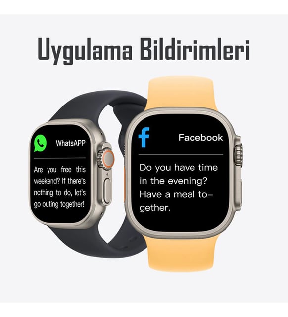 ساعة T800 Ultra الذكية بشاشة 1.99 بوصة مقاس 49 مم - حزام مزدوج، متوافقة مع أنظمة iOS وAndroid
