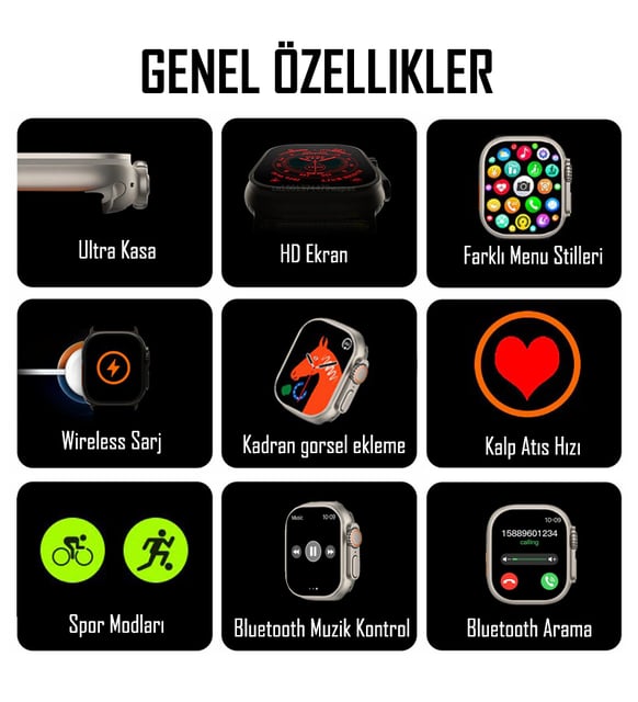 ساعة T800 Ultra الذكية بشاشة 1.99 بوصة مقاس 49 مم - حزام مزدوج، متوافقة مع أنظمة iOS وAndroid