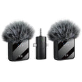 F11-2 kablosuz tx çift yaka mikrofonu | type-c + lightning + 3,5mm jak girişli | 3'ü 1 arada üniversal wireless mikrofon seti - G4A
