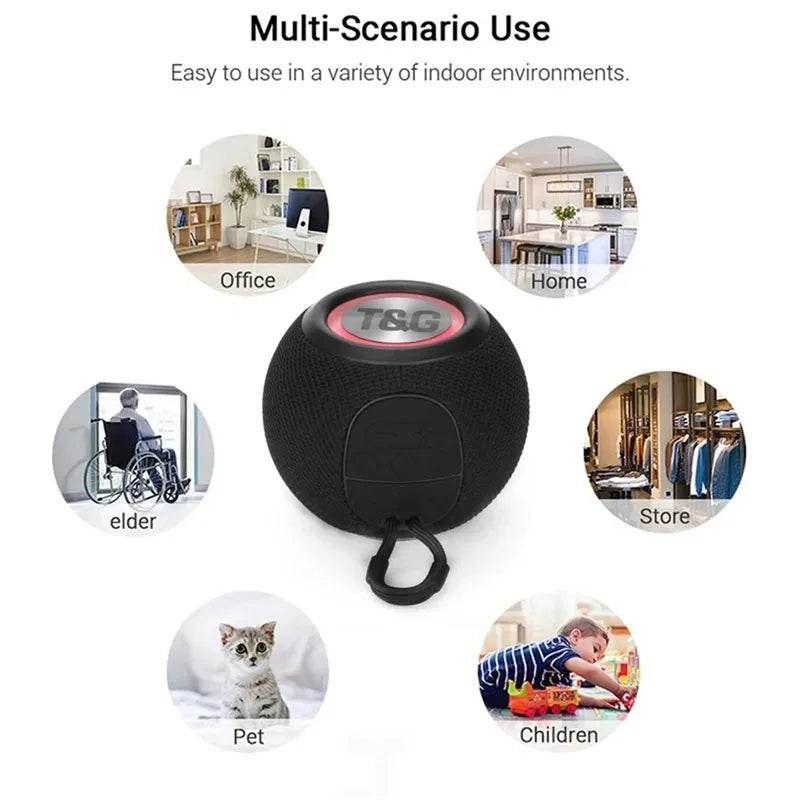 Tg-337 3d stereo su geçirmez rgb led ışıklı 1200mah 5w süper bass fm radyo sd kart usb aux destekli taşınabilir bluetooth hoperlör - H1U - KolayMagza