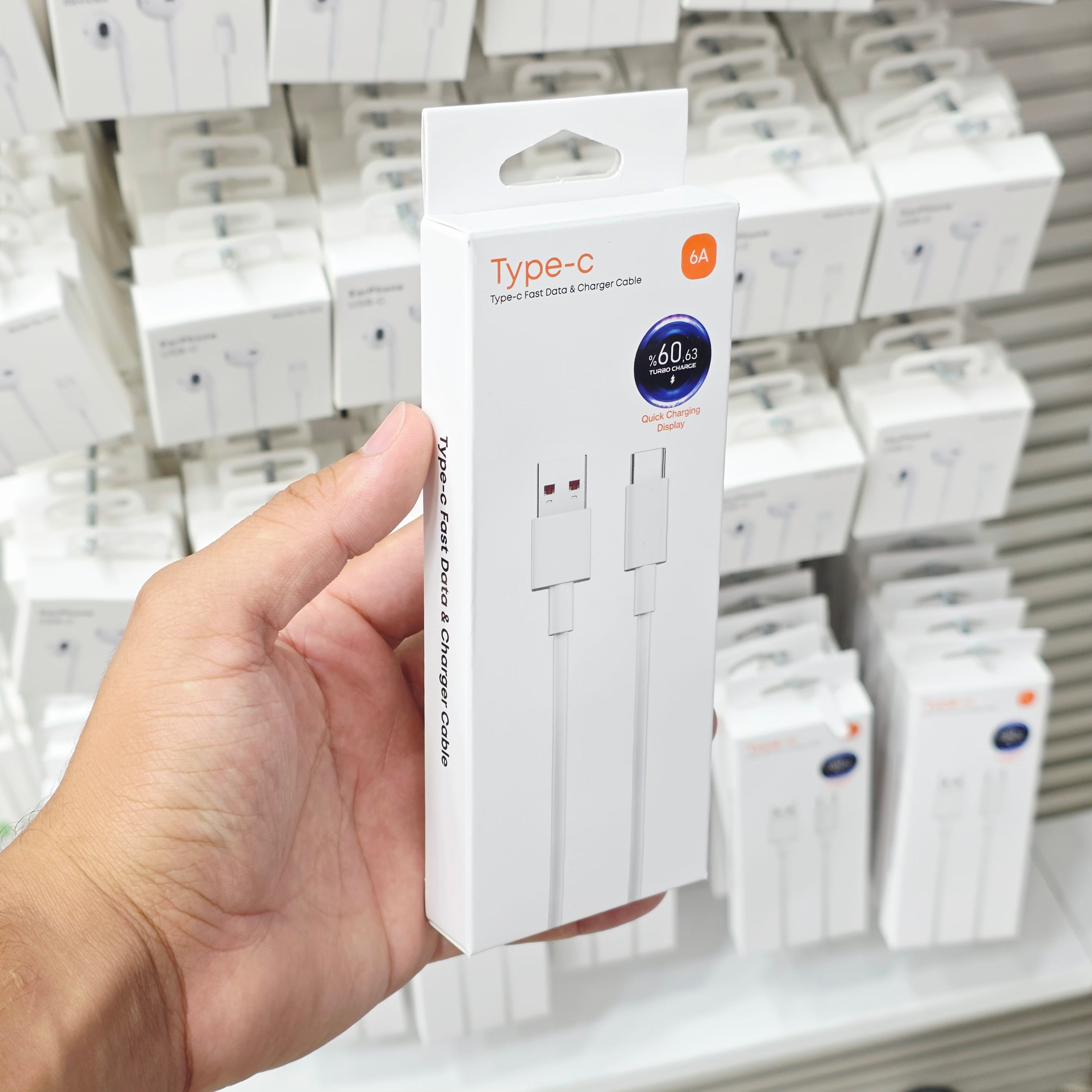 ( 5 adet ) 120W Süper Hızlı Şarj Kablosu 6A Type-C To USB - Dijital Şarj Göstergeli Turbo Hızlı Veri Aktarım Kablosu Tucci