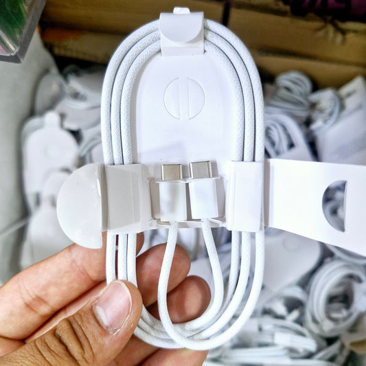 Kutusuz typeC to typeC hasır örgülü hızlı şarj destekli 1 metre şarj kablo  iphone 16 pro max uyumlu - S3N