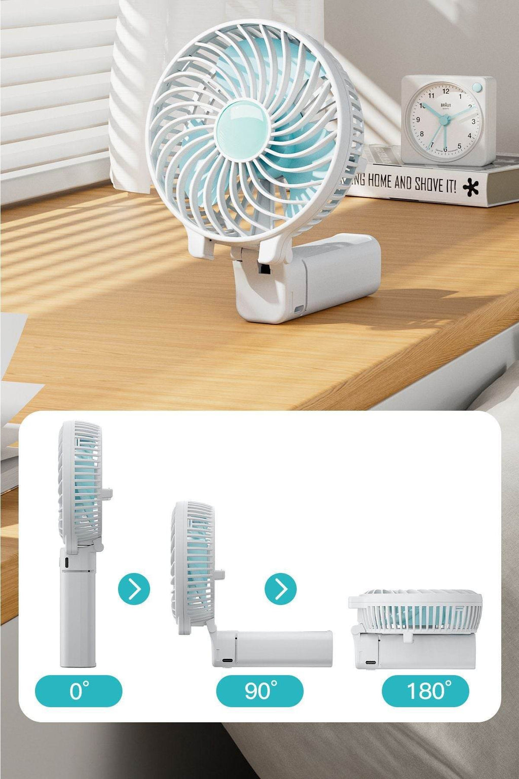 Şarj edilebilir mini el fanı | 3 kademeli hız, katlanabilir tasarım, usb’li taşınabilir fan - G4F - KolayMagza