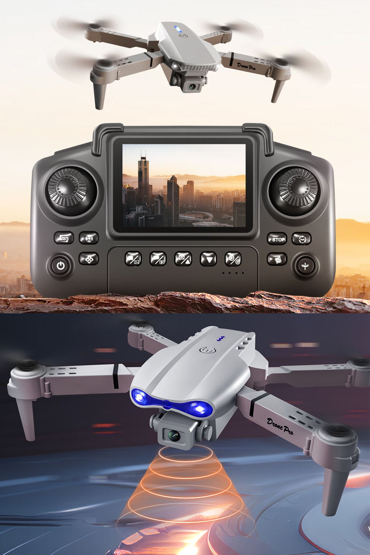 E99 Pro Katlanabilir Mini Drone - HD Çift Kameralı, Wi-Fi FPV Canlı Görüntü Aktarımlı, Akıllı Hover Sabitleme Destekli Başlangıç ve Hobi Drone'u LENSUN