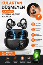 YXG-10 Premium Clip-On Kulak Klipsli Açık Kulak Bluetooth 5.4 Kablosuz Kulaklık - Dijital Şarj Göstergeli LENSUN