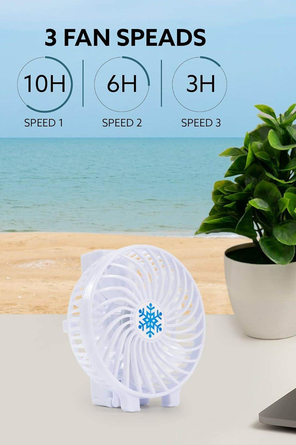 Şarj edilebilir mini el fanı | 3 kademeli hız, katlanabilir tasarım, usb’li taşınabilir fan - G4F - KolayMagza