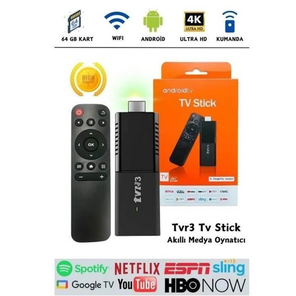 Android tv stick 4k ultra hd – televizyonunuzda sınırsız eğlence deneyimi hdmi android ekran yansıtıcı kumandanlı netfilix youtube google uygulamalı tv stick - G3D - KolayMagza