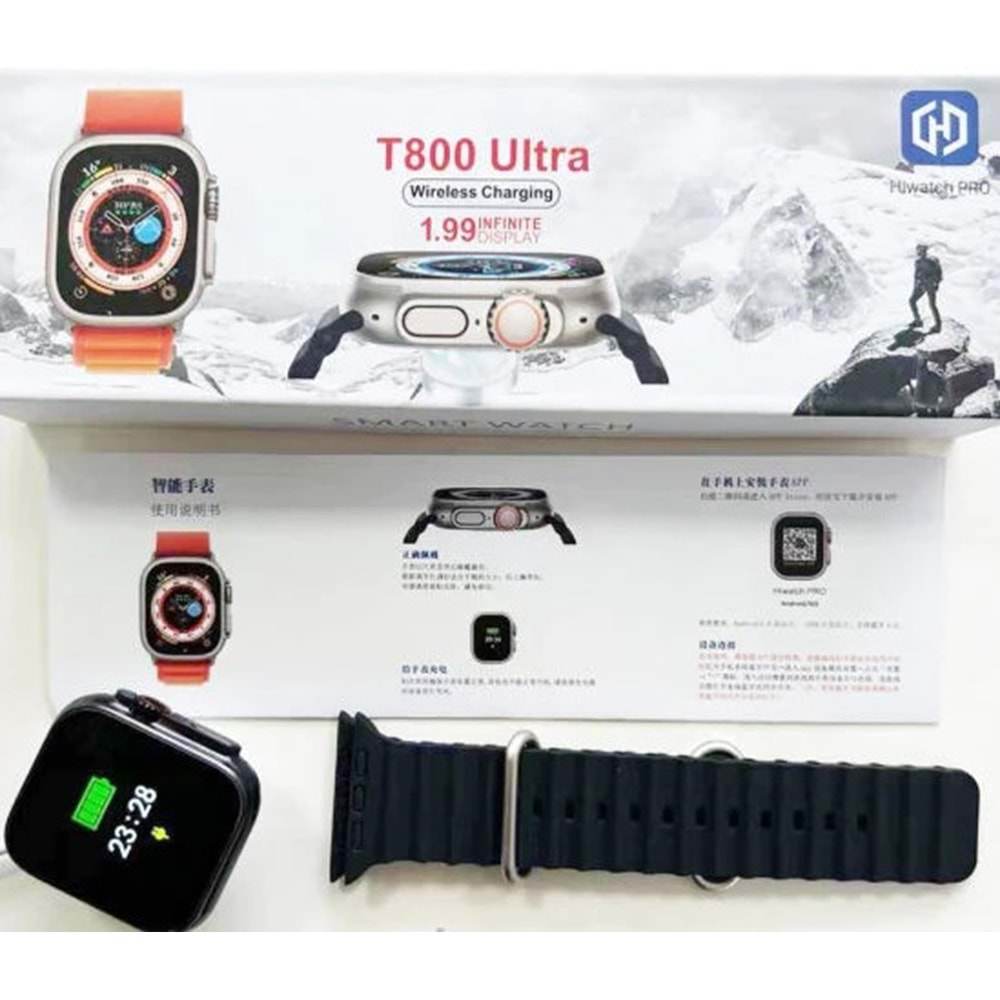T800 ultra 49mm 1.99” ekranlı akıllı saat – çift kordon, ios & android uyumlu - A2B - KolayMagza