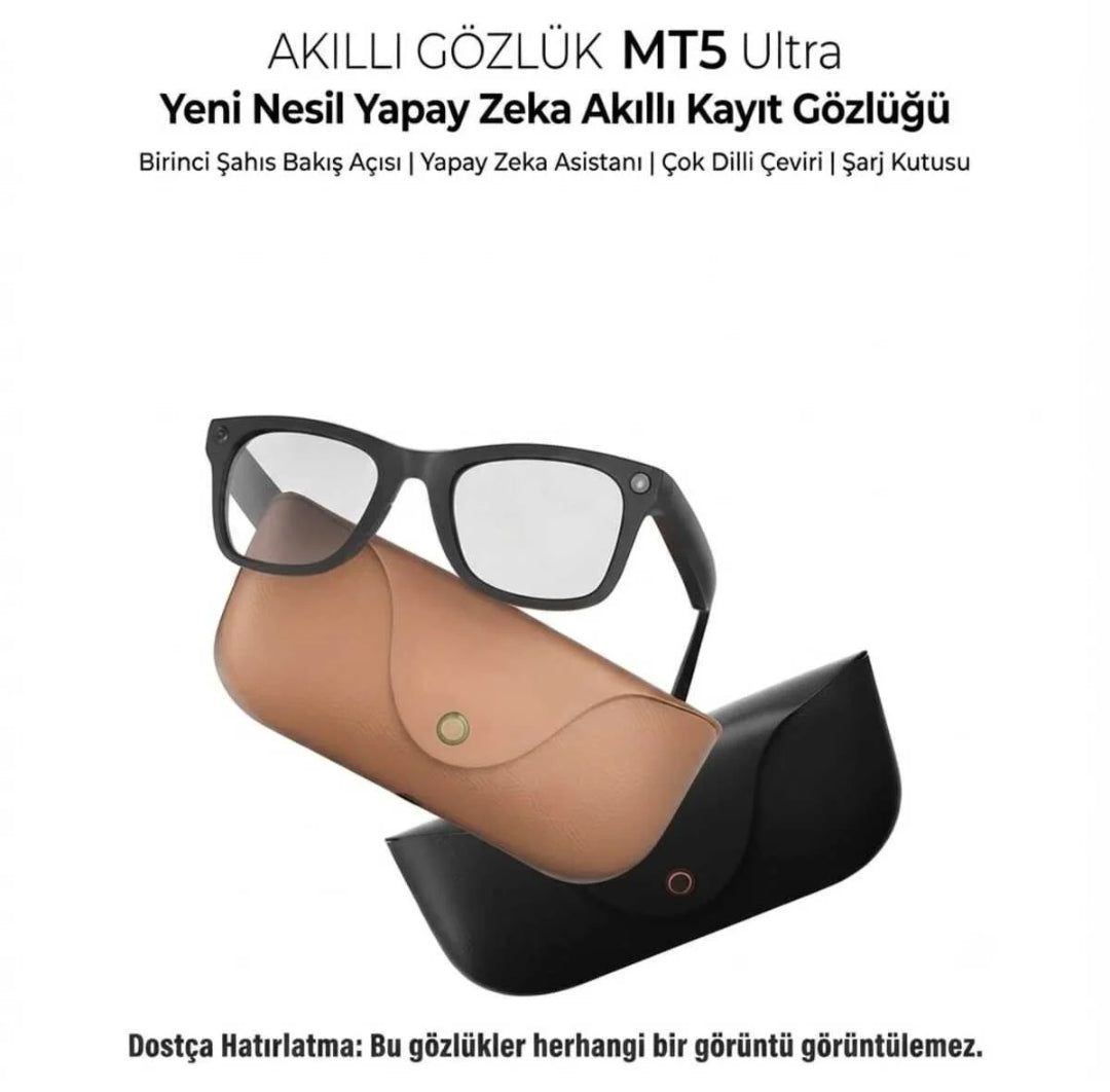 MT5 Ultra AI Akıllı Gözlük Kameralı 8MP 1080P Çeviri Destekli Bluetooth Sesli Görüşmeli Yapay Zekalı Akıllı Güneş Gözlüğü (2GB Dahili Hafıza) sampon