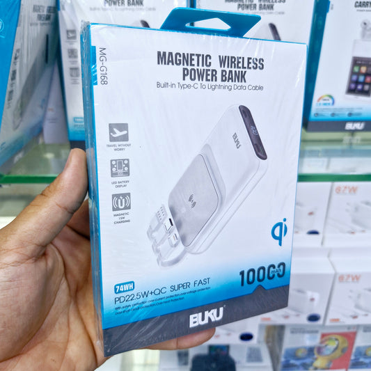 10,000 mah magnatik 15w kablosuz ve pd 22,50w+qc kendisinden kablolu hızlı şarj destekli powerbank mg-g168