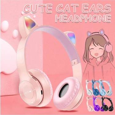 P47m kedili led ışıklı katlanabilir hafıza kartı destekli kafa üstü bluetooth kulaklık - U1G - KolayMagza