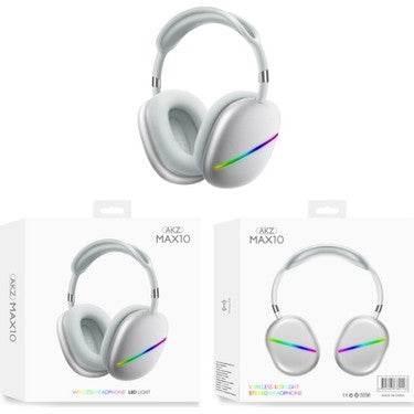 Akz max 10 led ışıklı kafa üstü ios android uyumlu bluetooth kulaklık - U1B - KolayMagza