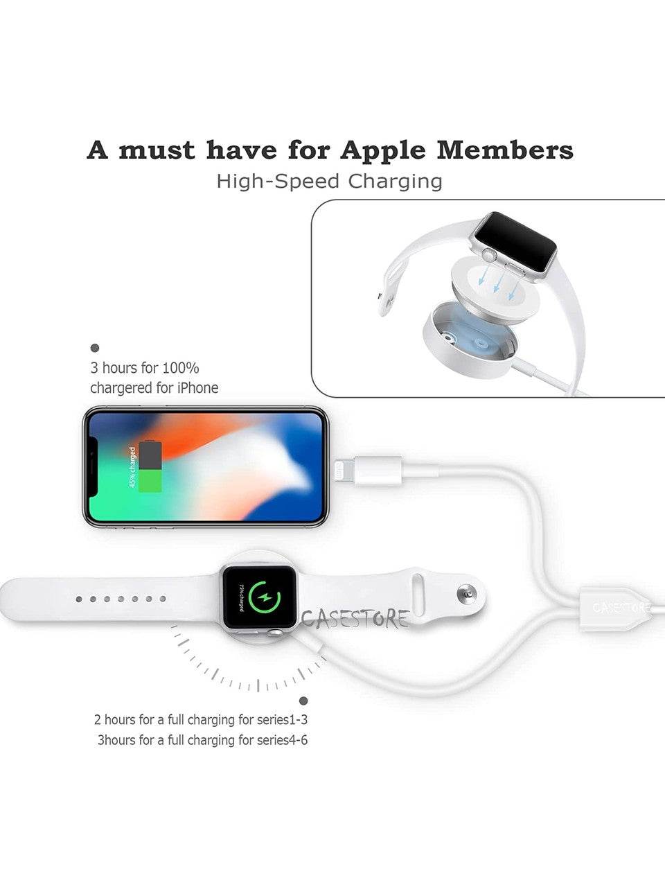 2si1 arada usb girişli lightning ve aple watch şarj etme kablosu - S2X - KolayMagza