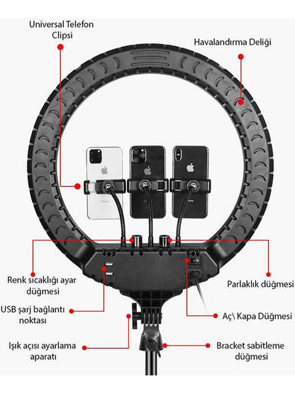 Mj18 - 45cm LED RGB Selfie Light Ring Light + Tripod Stand Included - G1K