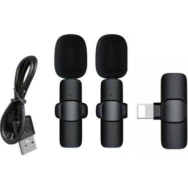 K9 kablosuz lightning girişli çift canlı yaka mikrofon - G3B - KolayMagza