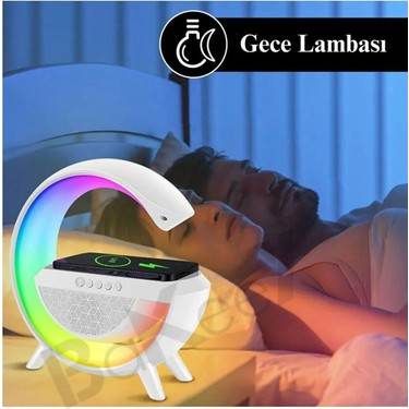 G şekli akıllı rgb lamba ve wirless şarj yeri gece lambası bluetooth hoparlör - H1C - KolayMagza