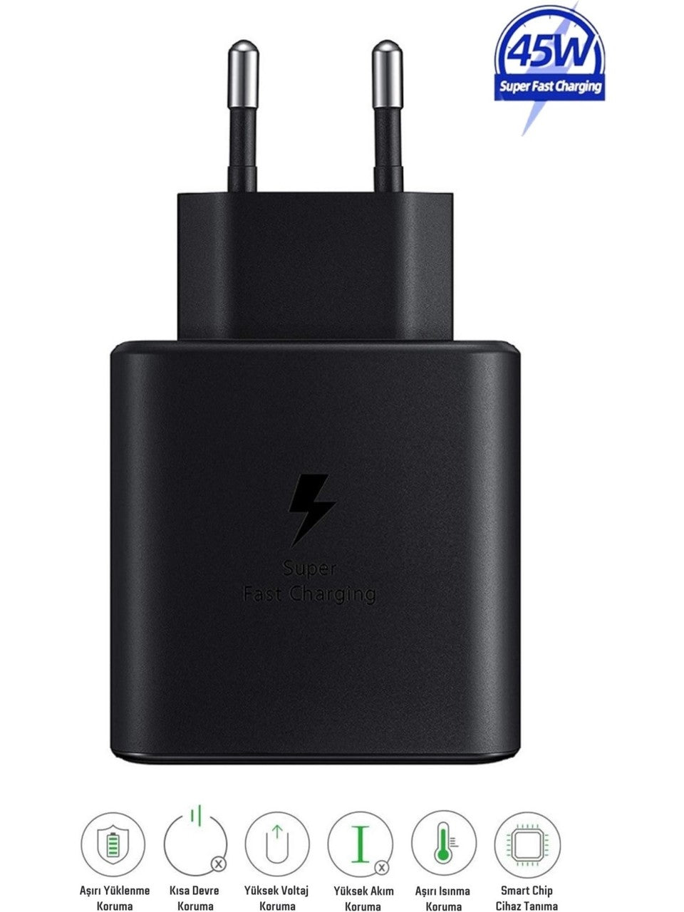 Samsng 45w typec çıkışlı süper hızlı şarj adaptör başlık ve typec to typec 1m kablo seti - S2K - KolayMagza