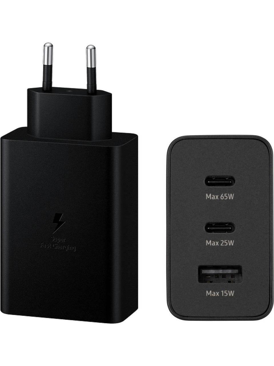 65w trio 3ü1 arada (typec 65w + typec 25w + usb 15w) çıkışlı adaptör ve typec to typec kablo hızlı şarj seti - S2N - KolayMagza KM Technology