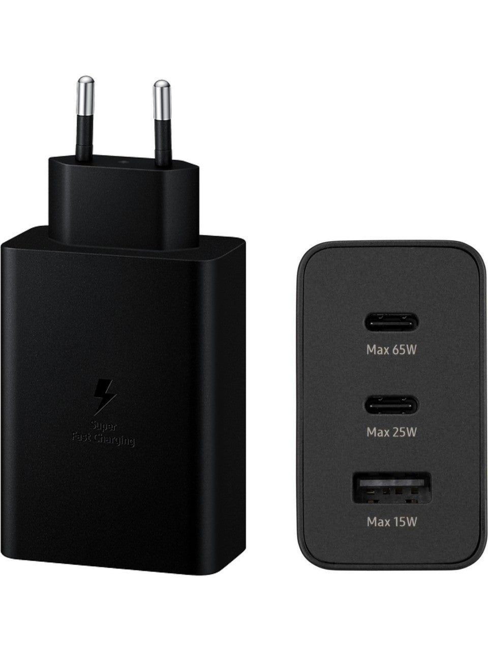 samsng 65w trio 3ü1 arada (typec 65w + typec 25w + usb 15w) çıkışlı adaptör ve typec to typec kablo hızlı şarj seti - S2N - KolayMagza