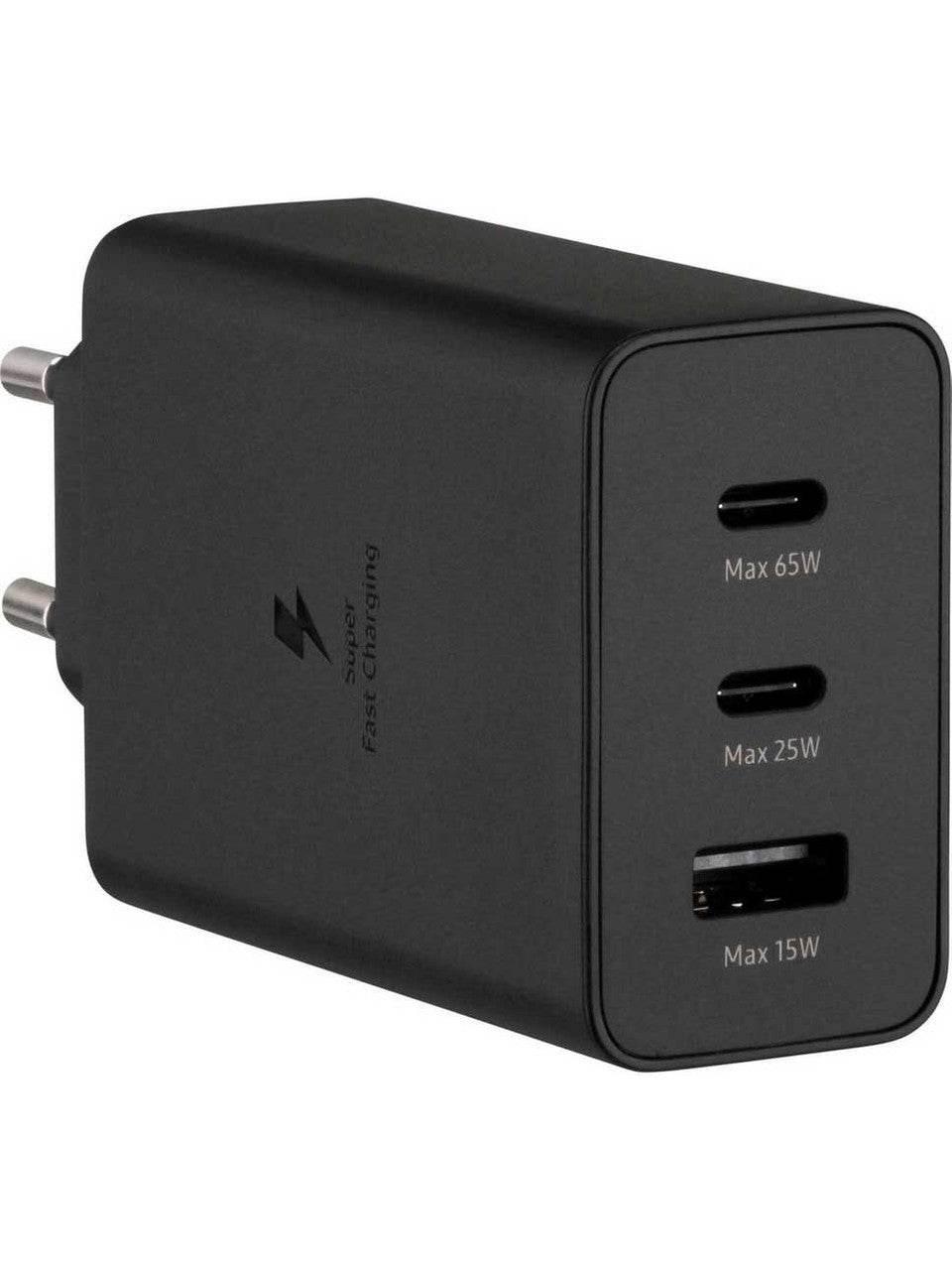 65w trio 3ü1 arada (typec 65w + typec 25w + usb 15w) çıkışlı adaptör ve typec to typec kablo hızlı şarj seti - S2N - KolayMagza KM Technology