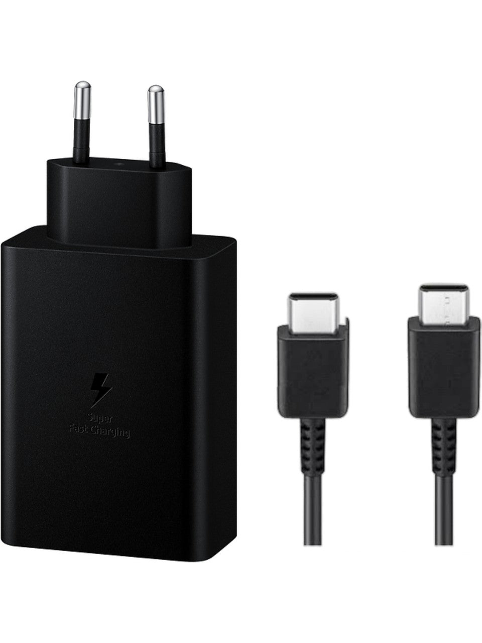 samsng 65w trio 3ü1 arada (typec 65w + typec 25w + usb 15w) çıkışlı adaptör ve typec to typec kablo hızlı şarj seti - S2N - KolayMagza